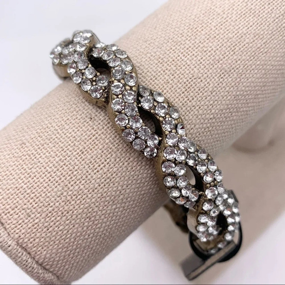 J. Crew Pave Twist Hinged Bangle NWT - Picture 1 of 3